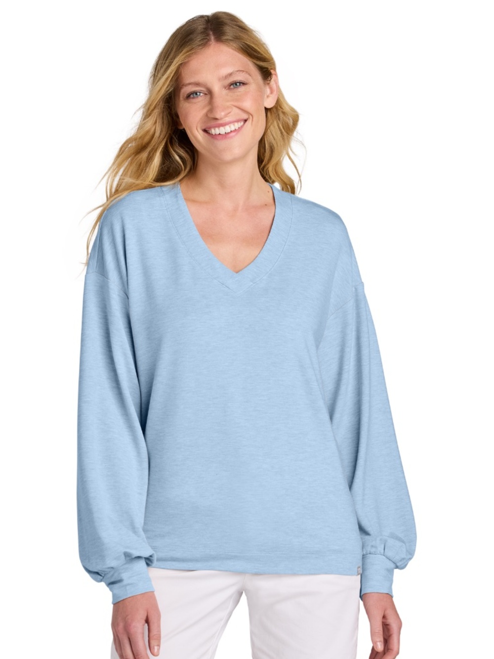 Travis Mathew Women’s Long Weekend V-Neck Kentucky Heather Blue Size Medium